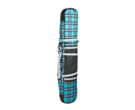 Чехол-рюкзак для сноуборда «Фьюжн» 165 см, вид стоя без лямок, цвет Green check