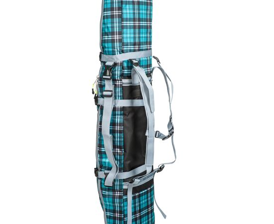 Чехол-рюкзак для сноуборда «Фьюжн» 165 см, вид стоя с лямками, цвет Green check