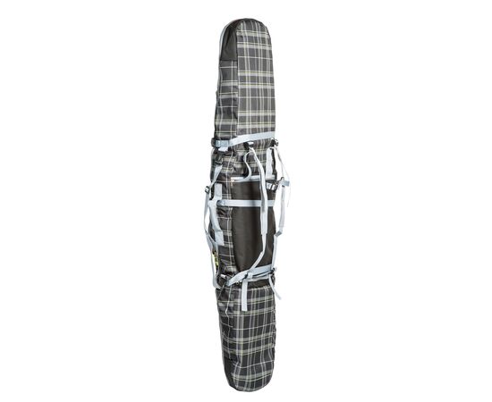 Чехол-рюкзак для сноуборда «Фьюжн» 175 см, вид стоя с лямками, цвет Black check